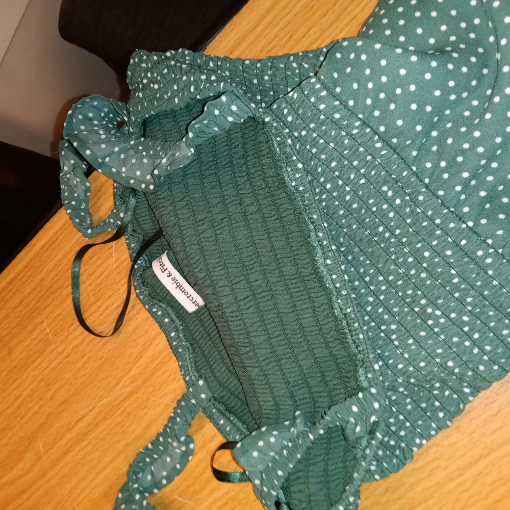 Green Polka Dot Smocked Top
